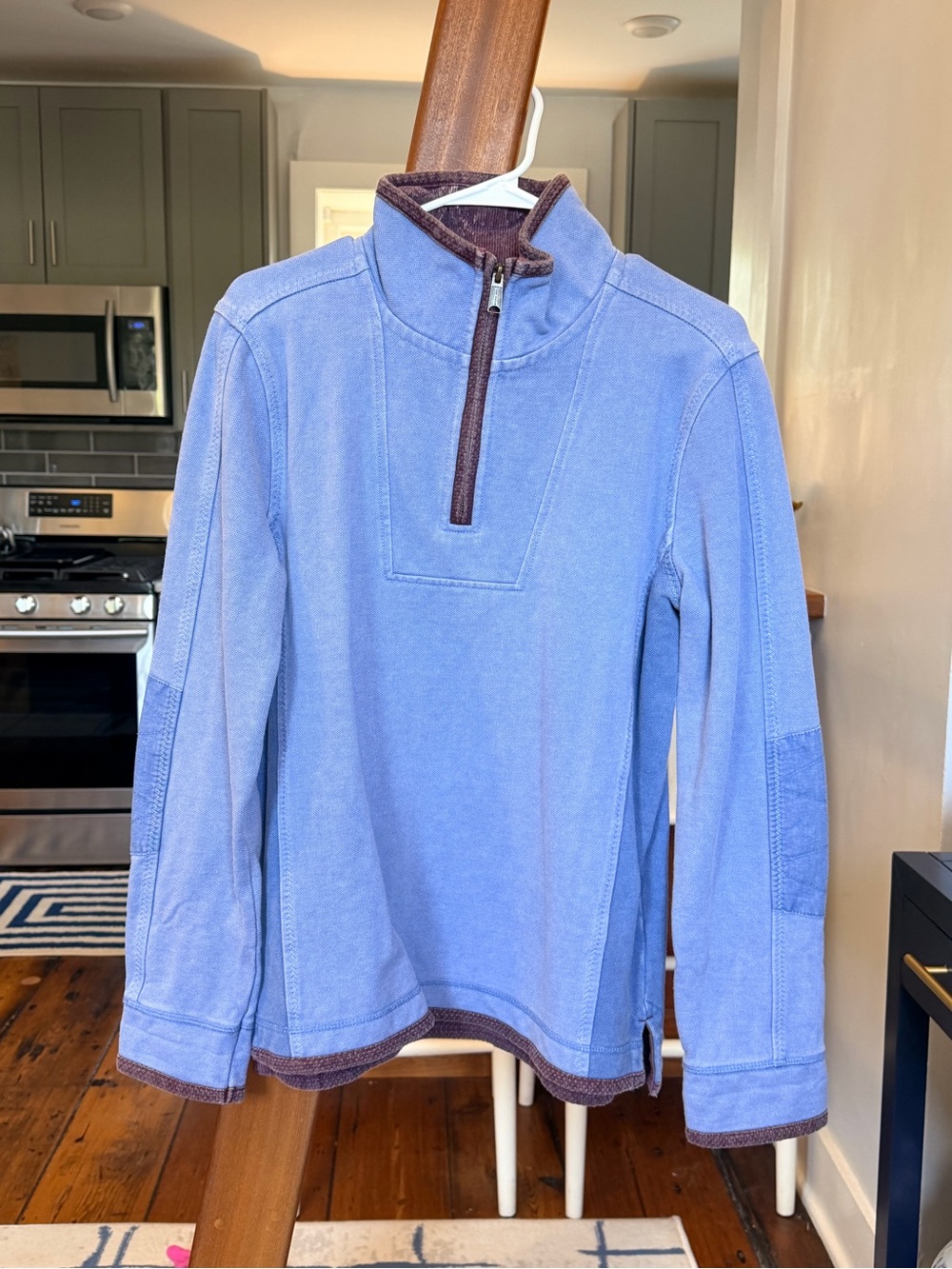 Fat Face Men's Light Blue Zip-Up Sweater with Contrast Trim